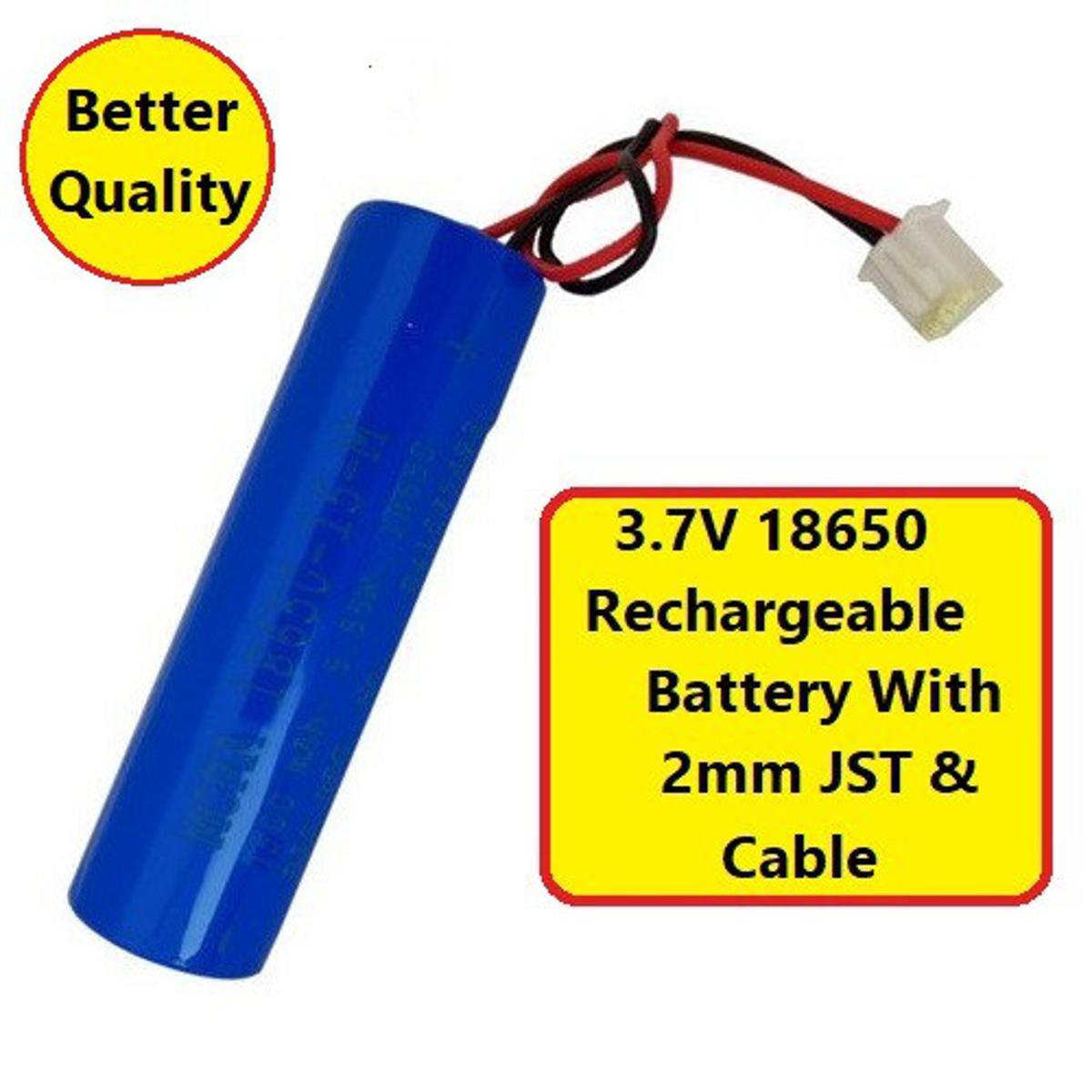 Picture of 6Pcs- HEAVY WEIGHT 3.7V 18650 JST Connector Lithium Batteries 18650 3.7V Lithium Rechargeable Battery With 2mm JST & Cables For AC DC LED Light Flashlights Power Bank