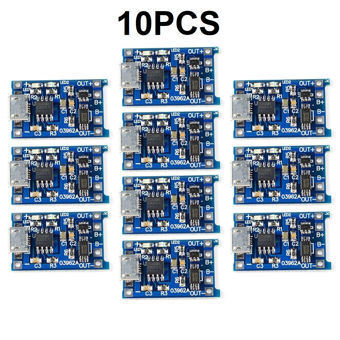 Picture of 10Pcs-CURRENT Protections TP4056 TP-4056 TP 4056 5V 1A Micro USB With Current Protection Charger Circuit Module Li-Ion Lithium Lipo 18650 AA AA Battery Charging Circuit Board Adapters