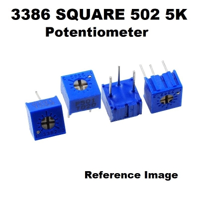 Picture of 2Pcs- 3386 SQUARE 502 5K Potentiometer 3 Pin Leads 5K Resistor 5K Volume 5K Variable Resistor 502 Potentiometer 1/2W Multiturn Trimpot 5K 502 Variable Resistor Volume Control Pot 3Pin Leads