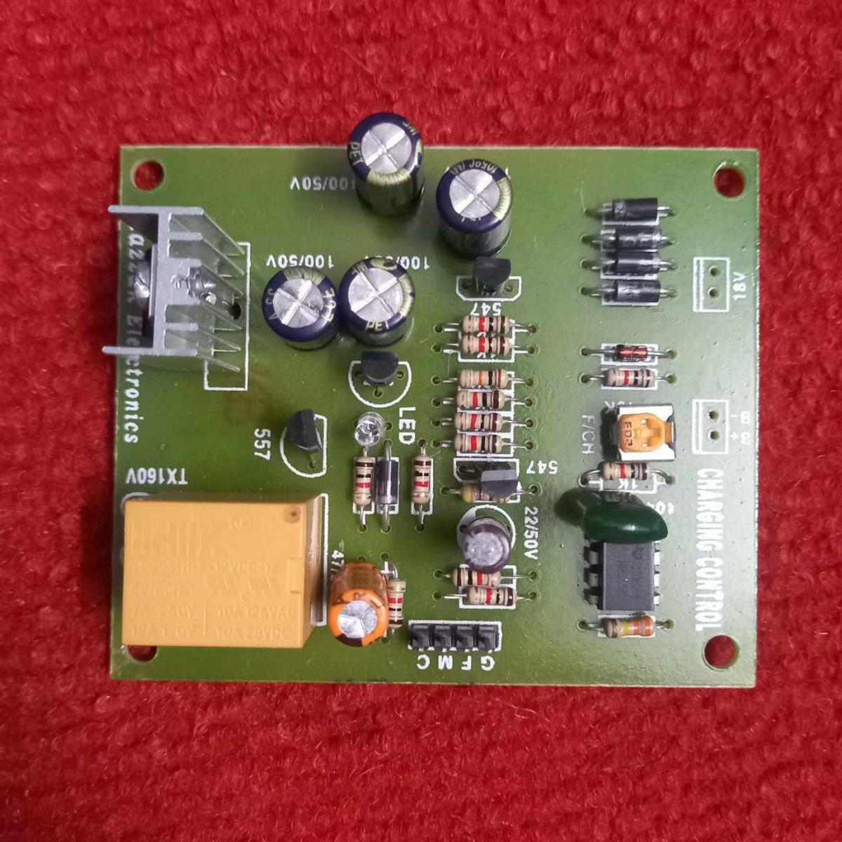 Picture of SINGLE Relay 18V Battery Charging Control Circuit Install With Adjustable VR Pot Switch Battery Charging Protection
