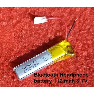 Picture of Bluetooth Headphone Battery 3.7V Lipo Battery 110mAh Size 35x8x3.5mm 3.7V Lithium Battery Rechargeable Battery For Headphone Bluetooth