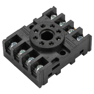 Picture of PTF083A THIN 8 PIN Industrial 10A 250VAC Thin Pin 8 Pin Glass Power Relay Base Terminals Mount Socket Electromagnetic Relay Switches PTF083A DPDT 2NO 2NC