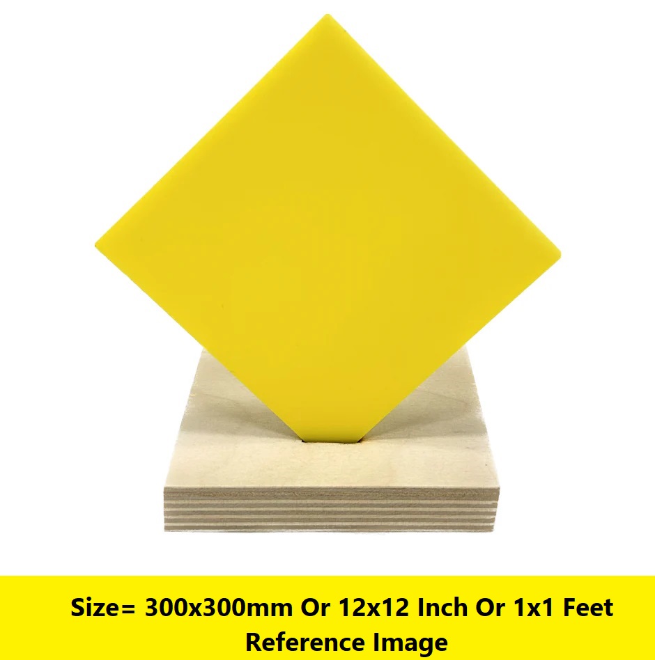 Picture of YELLOW 2mm Acrylic Sheet 2mm Yellow Plastic Sheet 2mm Thick Acrylic Sheets Cutting Size 300x300mm Or 12×12 Inch Or 1×1 Feet 12 Inch Acrylic Sheet Yellow Perspex Acrylic Sheet 2mm Yellow Acrylic Plexiglass