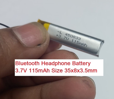Picture of 115mAh Battery BLUETOOTH Headphone Battery 3.7V Lipo Battery 115mAh Size 35x8x3.5mm 3.7V Battery 3.7V BLUETOOTH Battery For Headphone Bluetooth Batteries