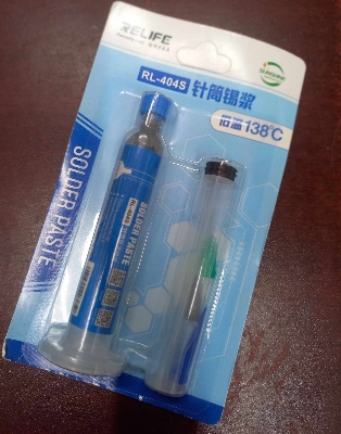 Picture of Solder Paste RE-LIFE RL-404S Solder Paste Lead Free 138C Low Temperature 10cc Tin Liquid BGA Soldering Fluxes Rework Repair Welding Flux Solder Paste Re-life RL-404S 138℃ Solder Paste With Matching Needle + Putter