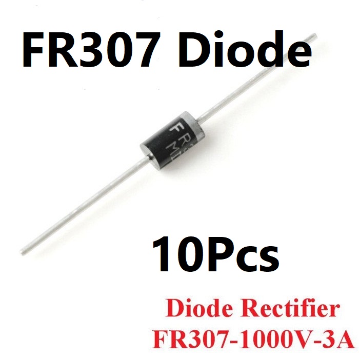 Picture of 10Pcs- FR307 Diode FR307 Rectifier Diodes 1000V 3A DO-27 Package 2 Pin Leads FR307 Fast Recovery Diode