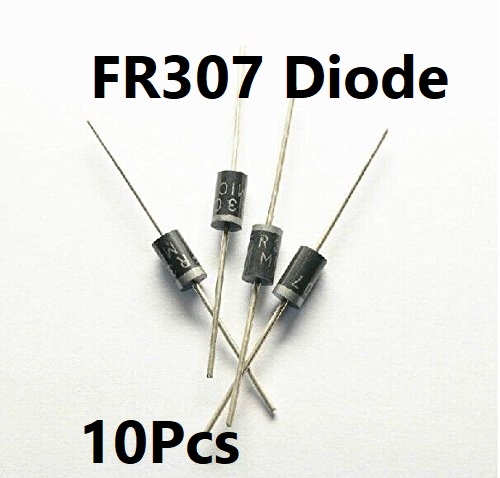 Picture of 10Pcs- FR307 Diode FR307 Rectifier Diodes 1000V 3A DO-27 Package 2 Pin Leads FR307 Fast Recovery Diode