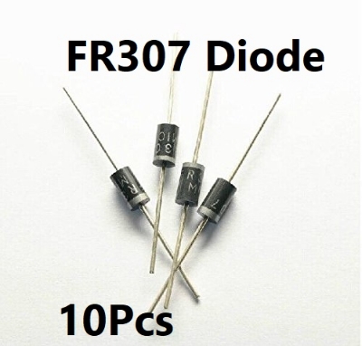 Picture of 10Pcs- FR307 Diode FR307 Rectifier Diodes 1000V 3A DO-27 Package 2 Pin Leads FR307 Fast Recovery Diode