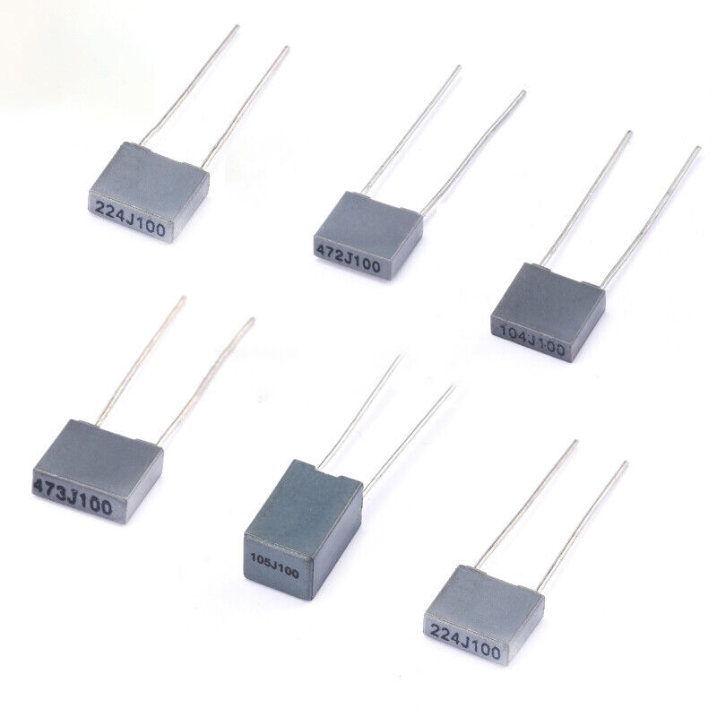 Picture of 10Pcs- 474j 100V BOX Capacitor 474j Metalized Polyester Film Capacitor 474j 100V Capacitor 474j Capacitor 2 Pin Leads