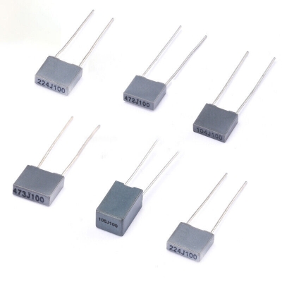 Picture of 10Pcs- 474j 100V BOX Capacitor 474j Metalized Polyester Film Capacitor 474j 100V Capacitor 474j Capacitor 2 Pin Leads