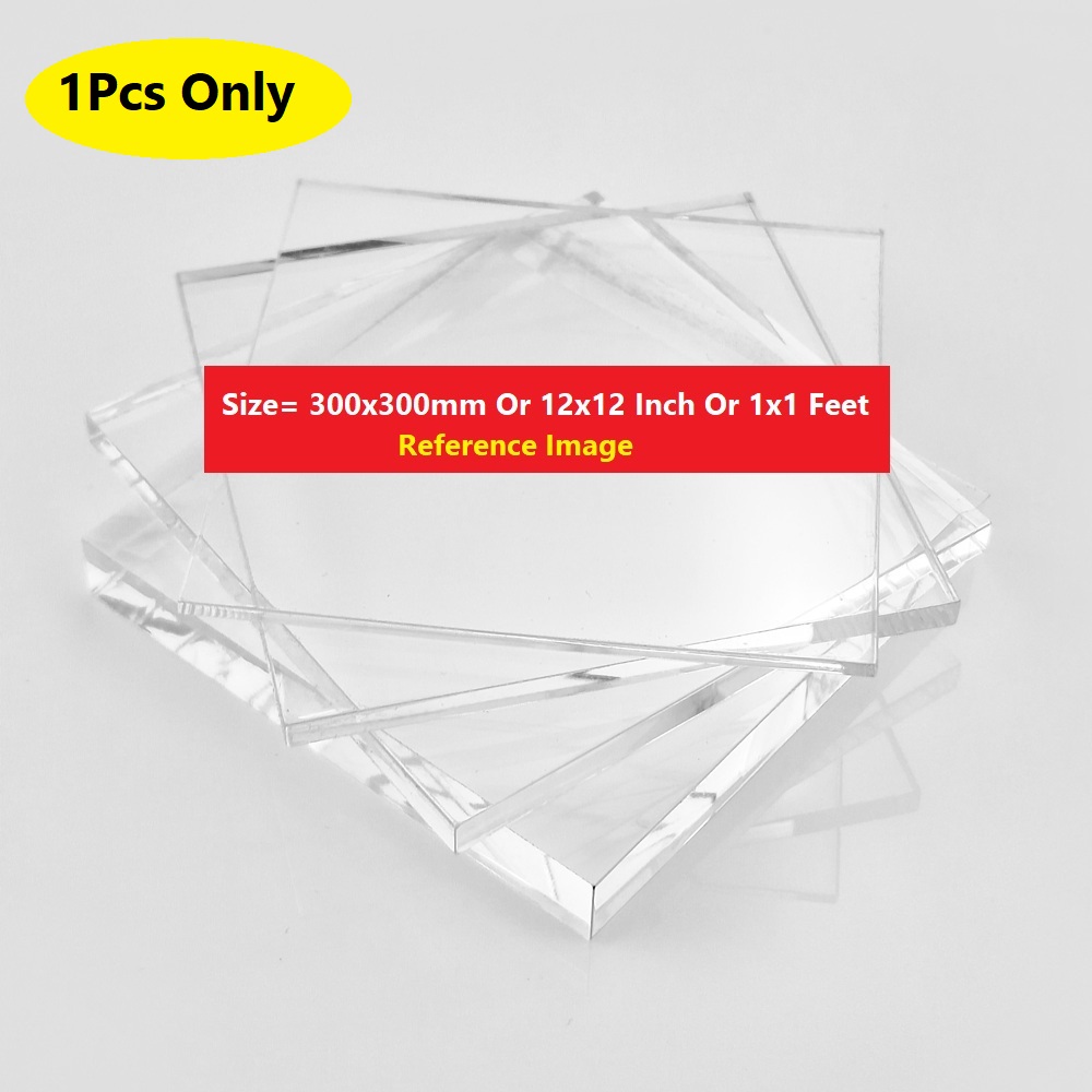 Picture of TRANSPARENT 3mm Acrylic Sheet 3mm Clear Plastic Sheet 3mm Thick Acrylic Sheets Cutting Size 300x300mm Or 12×12 Inch Or 1×1 Feet 12 Inch Acrylic Sheet Clear Perspex Acrylic Sheet 3mm Clear Acrylic Plexiglass