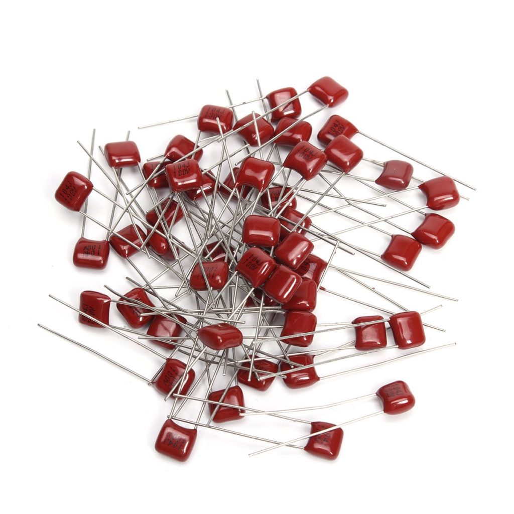 Picture of 15Pcs- METALLIZED 104j 100V Capacitors 104j Metallized Capacitor 100V Capacitor 2 Pin Leads Maylar 104j Capacitor