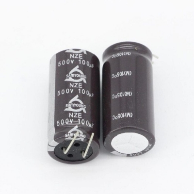 Picture of RADIAL 100uF 500V Capacitors 100uF Capacitor 500V Radial Polarized Electrolytic Capacitor 500V Capacitors 2 Pin Leads