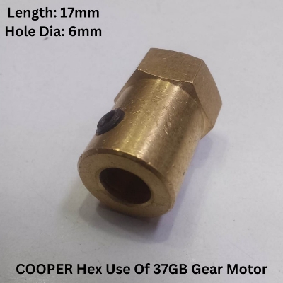 Picture of 17mm Length COOPER Hex Motor Shaft Coupling 6mm Brass Hex Coupler 17mm For Gear Motor Shaft Robotic Tools