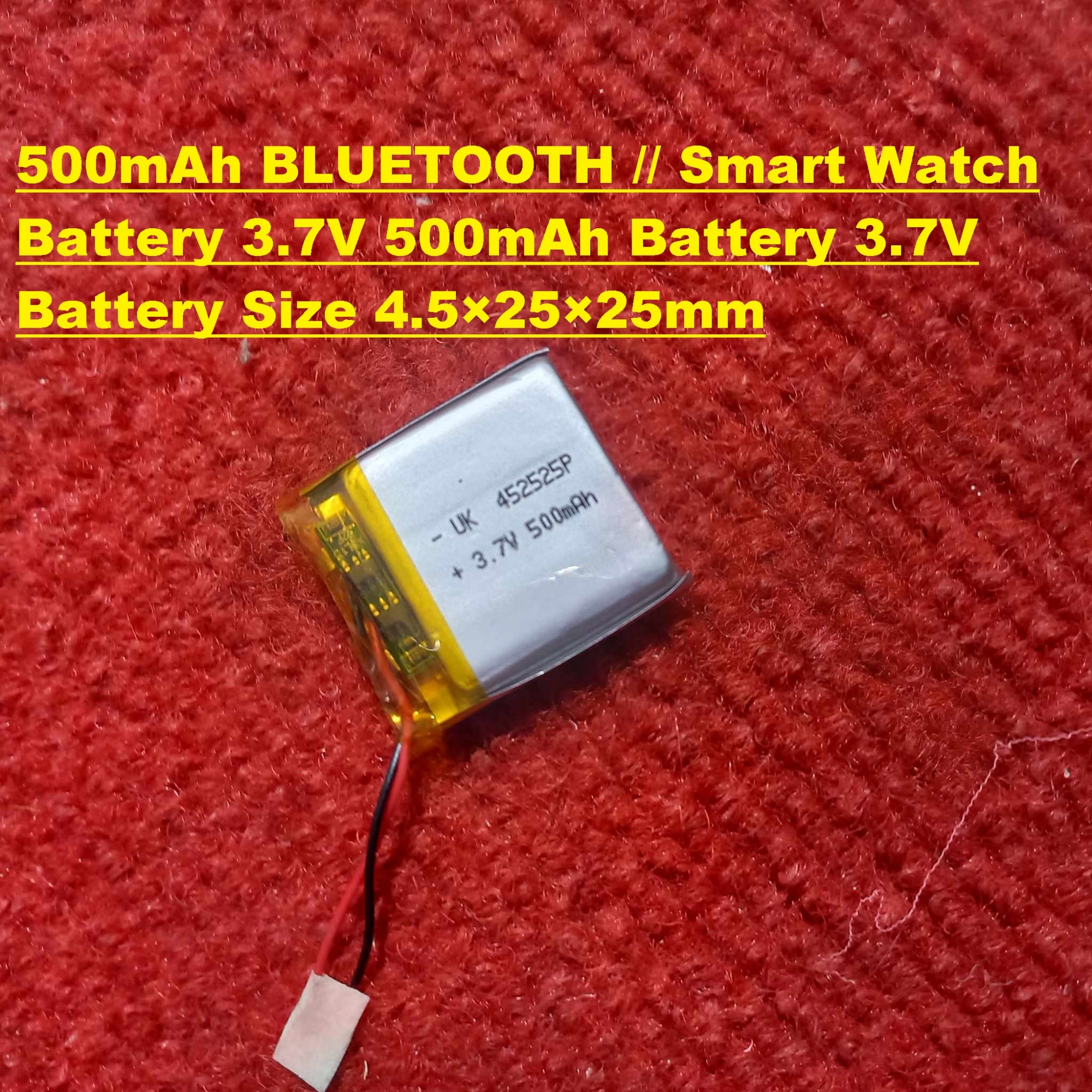 Picture of 500mAh BLUETOOTH // Smart Watch  Battery 3.7V 500mAh Battery 3.7V Battery Size 4.5×25×25mm Rechargeable Battery 3.7V Battery For Bluetooth Headphone Batteries
