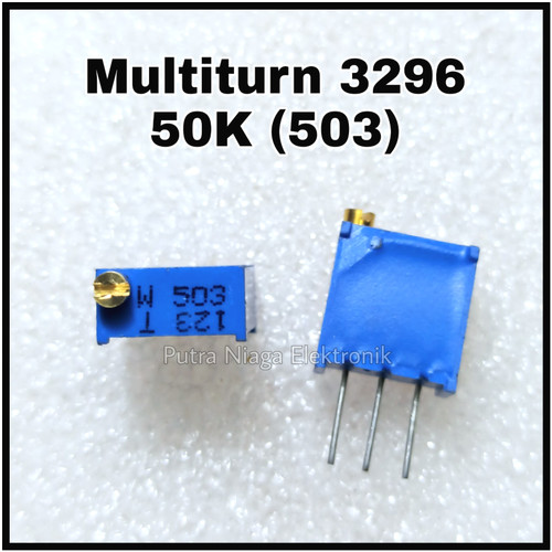 Picture of 3Pcs- 3296 503 Square Cermet 50K Potentiometer 503 Potentiometer 1/2W Vertical Potentiometer 50K Variable Resistors 3 Pin Leads 50K Trimpot Trimmer 25 Turn 3296 Adjustment Trim Pot Potentiometers