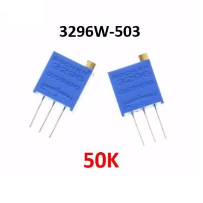 Picture of 3Pcs- 3296 503 Square Cermet 50K Potentiometer 503 Potentiometer 1/2W Vertical Potentiometer 50K Variable Resistors 3 Pin Leads 50K Trimpot Trimmer 25 Turn 3296 Adjustment Trim Pot Potentiometers