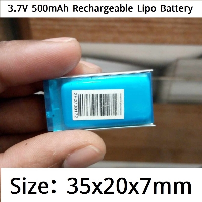 Picture of 500mAh Bluetooth Headphone Battery 3.7V Rechargeable Battery 500mAh Battery  Size 35x20x7mm Lithium Polymer Rechargeable Battery 3.7V LIPO Battery For Bluetooth Earphone Battery