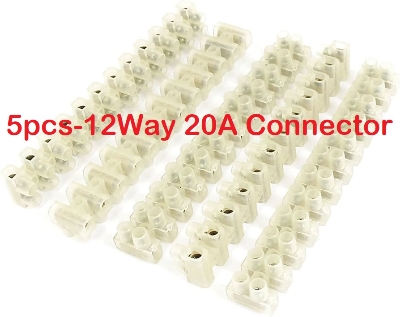 Picture of 5pcs-20Amp 12 Way Electrical Cables Joint Terminals AC 220V 20A 12 Point Screws Terminal Connector PVC Plastic Barrier Terminal Block Strip For Cables Wire Joining