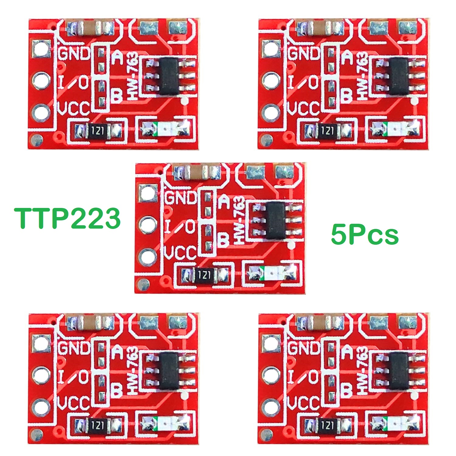 Picture of 5Pcs RED TTP223 TTP-223 Capacitive Touch Switch Capacitive Touch Sensor Module DC 2V 5.5V Low Power Consumption Touch Sensor Switches Module