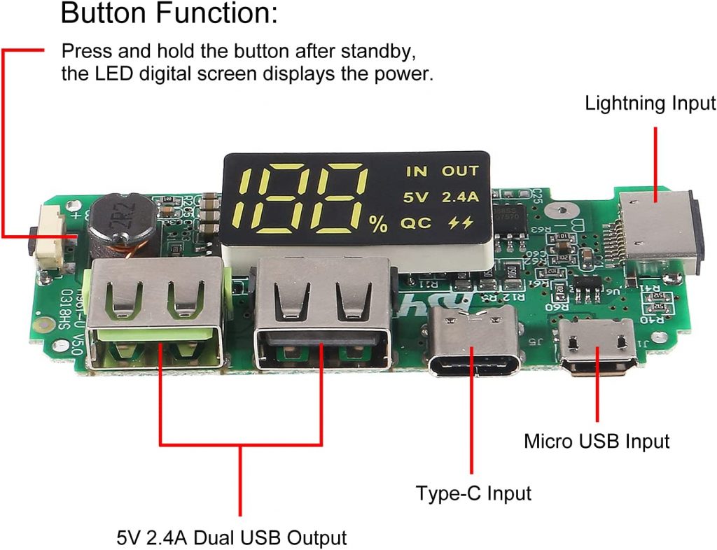 Picture of TOP CLASS Power Bank Circuit Dual USB 5V 2.4A Type-C Micro USB Mobile Power Bank 18650 Charging Module Lithium Battery Charger 18650 Power Bank Circuit For 18650 Battery