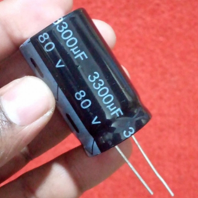 Picture of 3300uF 80V Capacitor RADIAL Electrolytic Capacitor 3300uF Capacitor 80V 3300uF Radial Polarized Aluminum Electrolytic Capacitors 2 Pin Leads Capacitor