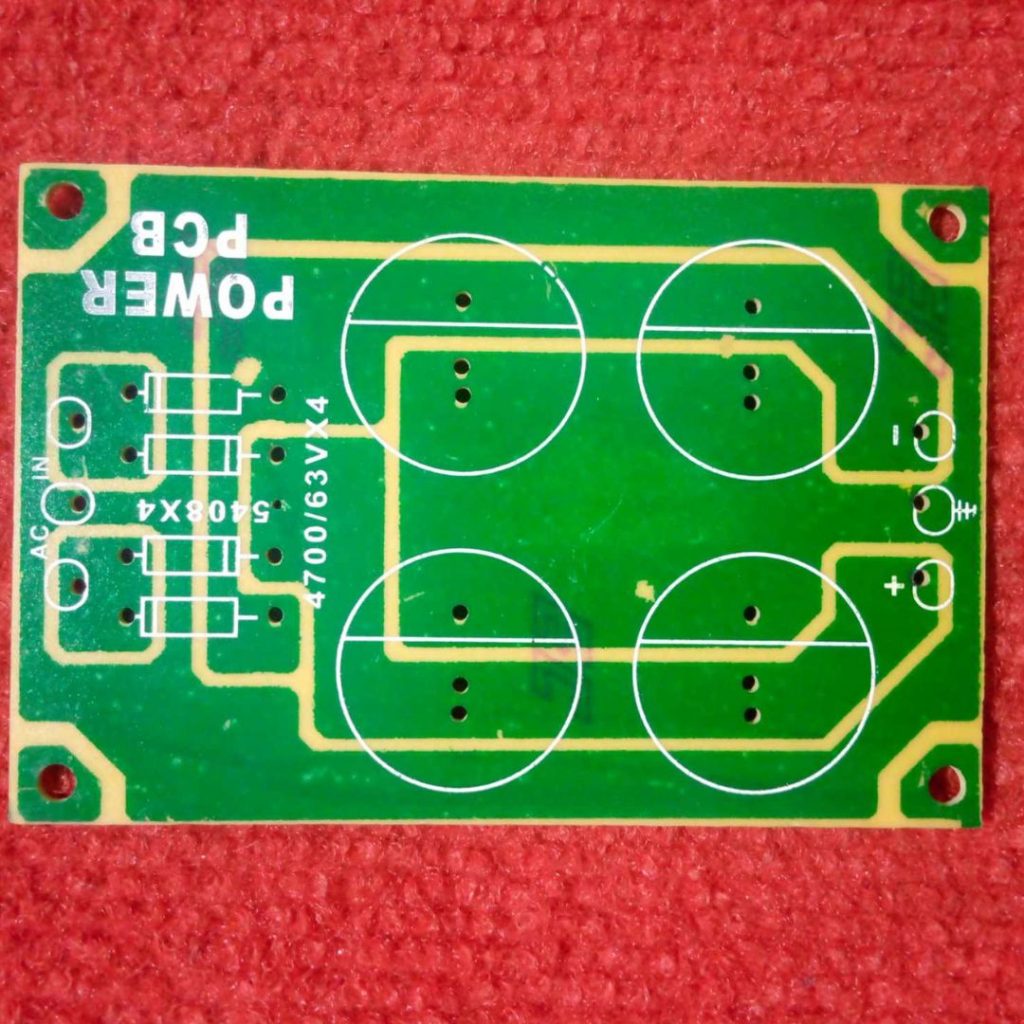Picture of EMPTY Board 4 Capacitor BLANK Board Filter Circuit For 4700uf 63V 4 Capacitor Board INDIAN PCB Transformer Filter Empty Circuit Board Adapters 4 Capacitor Filter Circuit 4700uf 63V Capacitors