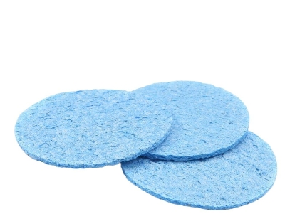 Picture of 2Pcs - BLUE Round SPONGE 50mm Sponge For Soldering Iron Sponge ESD Soldering Stations Iron Tip Sponge Cleaner Pads Size 50x2mm ESD Tip Cleaning Sponge Adapters