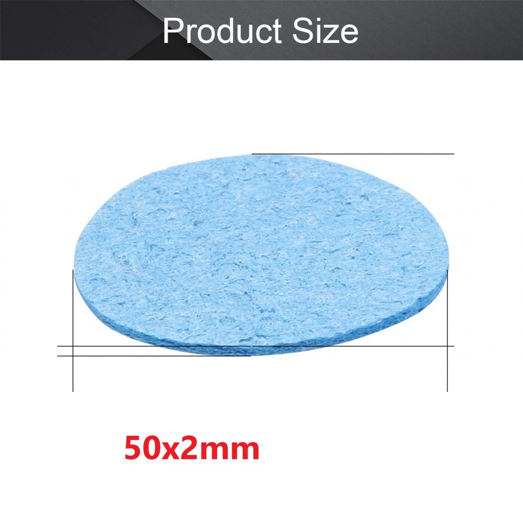 Picture of 2Pcs - BLUE Round SPONGE 50mm Sponge For Soldering Iron Sponge ESD Soldering Stations Iron Tip Sponge Cleaner Pads Size 50x2mm ESD Tip Cleaning Sponge Adapters
