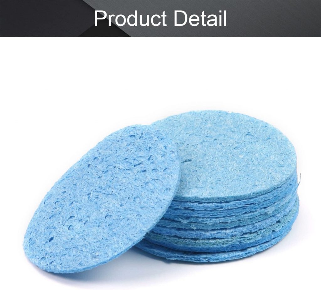Picture of 2Pcs - BLUE Round SPONGE 50mm Sponge For Soldering Iron Sponge ESD Soldering Stations Iron Tip Sponge Cleaner Pads Size 50x2mm ESD Tip Cleaning Sponge Adapters