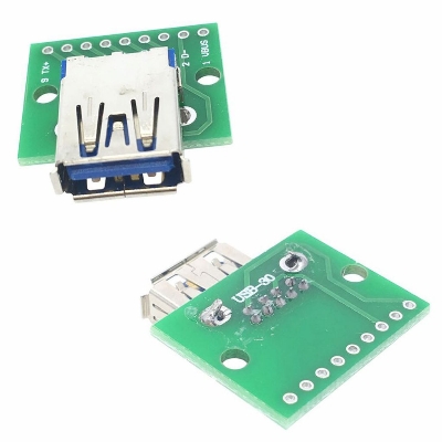Picture of 9P USB 3.0 Type-A USB Female Connector Breakout USB 3.0 Type A Female Breakout Board 9 Pin PCB Converter Breadboard Switch Board Mother Seat USB Female Socket 2.54mm Pitch Adapters