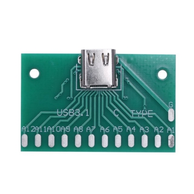 Picture of 24 Pin TYPE C Breakout Board TYPE-C USB To DIP USB 3.1 Female Socket Type C Connector 24 Pins Breakout PCB Board SMT Type C Female Test Board USB 3.1 With PCB Board 24P Female Connector Adapters