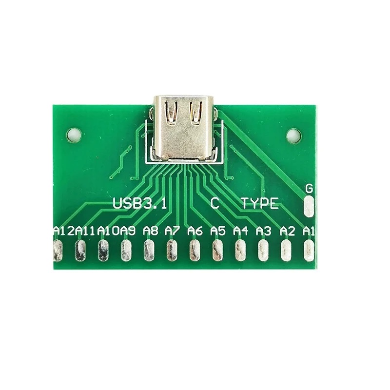 Picture of 24 Pin TYPE C Breakout Board TYPE-C USB To DIP USB 3.1 Female Socket Type C Connector 24 Pins Breakout PCB Board SMT Type C Female Test Board USB 3.1 With PCB Board 24P Female Connector Adapters