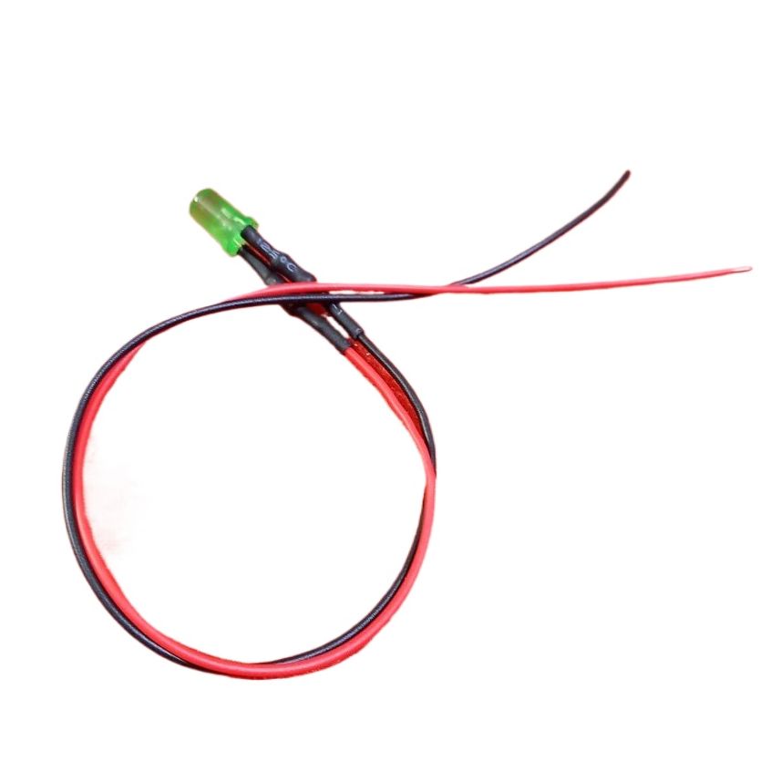 Picture of Current Indicator 220V GREEN 5mm LED Light Indicator 110-220V 5mm Welding Line Indicator Signal LED Light Emitting Diodes 5mm Green LED Light Bulbs 220V Indicator With Cables
