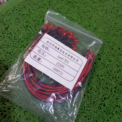 Picture of RED Indicator 220V RED 5mm LED Light Indicator 110-220V 5mm Welding Line Indicator Signal LED Light Emitting Diodes 5mm Red LED Light Bulbs 220V Indicator With Cables