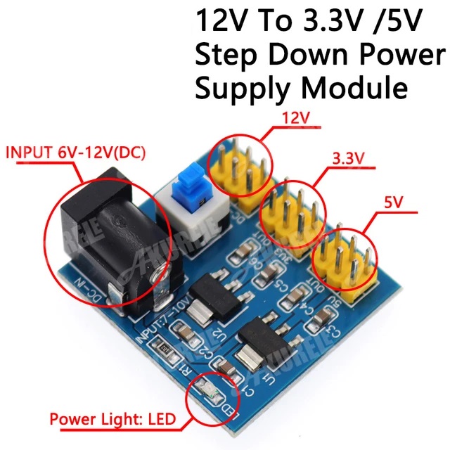 Picture of 12V 6V Power Module Multi Output Voltage Conversion 3.3V 5V 12V Power Module DC DC Voltage Conversion Module 12V To 3.3V 5V 12V Reduction Adapters