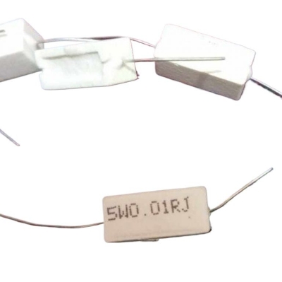 Picture of 5Pcs - 5W Resistor 0.01 Ohm Resistor WIREWOUND 5W 0.01 Ohm Ceramic Cement Power Wirewound Resistor 0.01 Ohm 5W Wire Wound 2 Pin Leads Fixed Cement Resistor 5% Tolerance