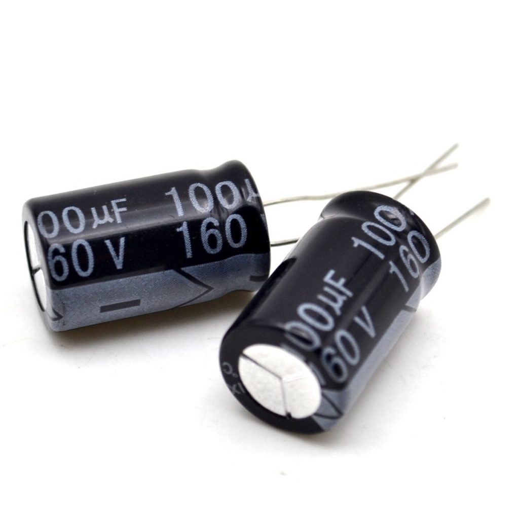 Picture of 5Pcs - 100uF 160V Capacitor RADIAL Electrolytic Capacitor 100uF Capacitor 160V 100uF Capacitor Radial Polarized Aluminum Electrolytic Capacitors 2 Pin Leads