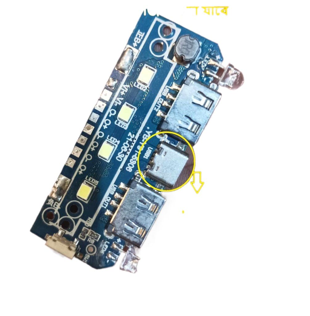 Picture of BLUE Type C Power Bank Circuit With LED Indicator & LED Light Input 5V 2A Type C Socket Output 5V 2A 1A Dual USB For 18650 Battery Charging Module 3.7V Battery