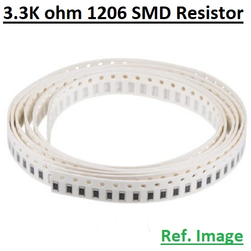 Picture of 15Pcs - SMD 3.3K Ohm Resistor 1206 Model Tolerance 5% Thick Film Chip Resistors SMD Resistor SMD 3.3K Resistor 1206 Resistor 2 Pin SMD Leads SMD 1206 Resistor 3.3K Ohm