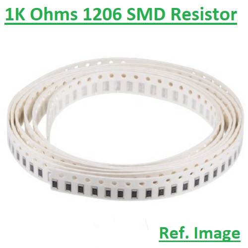 Picture of 15Pcs - SMD 1K Ohm Resistor 1206 Model Tolerance 5% Thick Film Chip Resistors SMD Resistor SMD 1K Ohm Resistor 1206 Resistor 2 Pin SMD Leads SMD 1206 Resistor 1K Ohm
