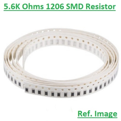 Picture of 15Pcs - SMD 5.6K Ohm Resistor 1206 Model Tolerance 5% Thick Film Chip Resistors SMD Resistor SMD 5.6K Ohm Resistor 1206 Resistor 2 Pin SMD Leads SMD 1206 Resistor 5.6K Ohm