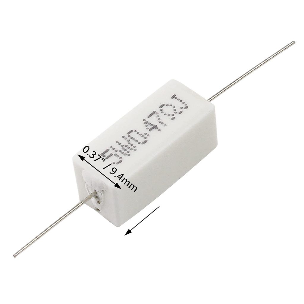 Picture of 5Pcs -  5W 0.47 Ohm Resistor WIREWOUND 0.47 Ohm 5W Resistor Ceramic Cement Power Wirewound Resistor 0.47 Ohm 5 Watt Wire Wound 2 Pin Leads Fixed Cement Resistor 5% Tolerance