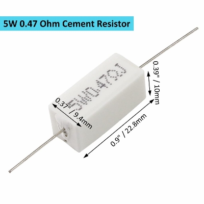 Picture of 5Pcs -  5W 0.47 Ohm Resistor WIREWOUND 0.47 Ohm 5W Resistor Ceramic Cement Power Wirewound Resistor 0.47 Ohm 5 Watt Wire Wound 2 Pin Leads Fixed Cement Resistor 5% Tolerance