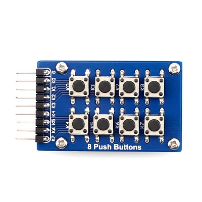 Picture of Tactile Switch Push Switch 2×4 Matrix 8 Keypad Keyboard Module 2×4 Matrix 8 Array Keyboard 8 Button Micro Switches Tactile Push Button Switch 8 Pin Header Leads