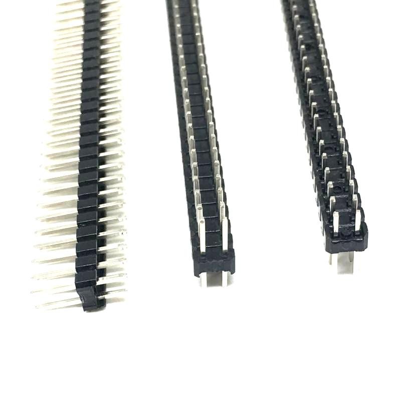 Picture of 2Pcs - MALE 40×2 ROW Male Header Pin 40×2 Straight Pins Single Row 2.54mm Pitch Double Pin Male Header Connector Cables Strip For Breadboard Friendly Male Header Adapters
