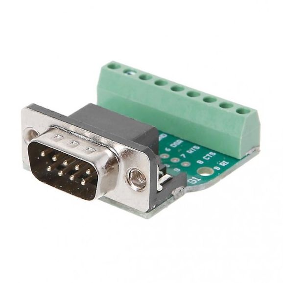 Picture of Male DB9 Breakout Board DB9 Male Connector Module DB9 Male Screw Terminal To RS232 RS485 Conversion Board 9 Pin 9 Hole DB9 Connector DB9 To Screw Terminal Adapters DB9 RS232 Connector DB9 Module Adapters
