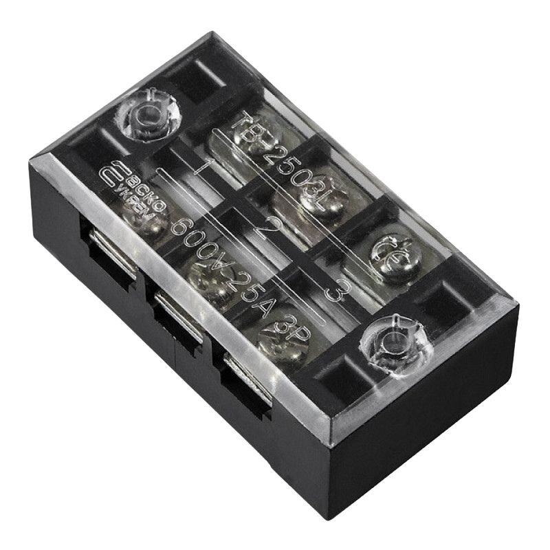 Picture of TB-2503 3P Double Row Terminal Block 600V 25A Terminal Block TB-2503 600V 25A 3P Double Row 3 Pin Terminal Block TB-2503 Terminal Block 600V 25A TB Series 3 Positions Ways Dual Row Barrier Screw Terminal Block Wire Cables Connector
