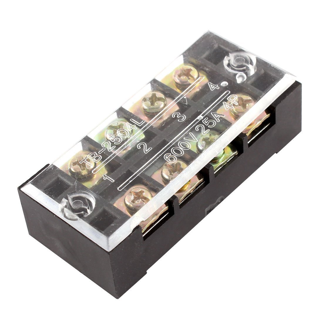 Picture of TB-2504 4P Double Row Terminal Block 600V 25A Terminal Block TB-2504 600V 25A 4P Double Row 4 Pin Terminal Block TB-2504 Terminal Block 600V 25A TB Series 4 Positions Ways Dual Row Barrier Screw Terminal Block Wire Cables Connector