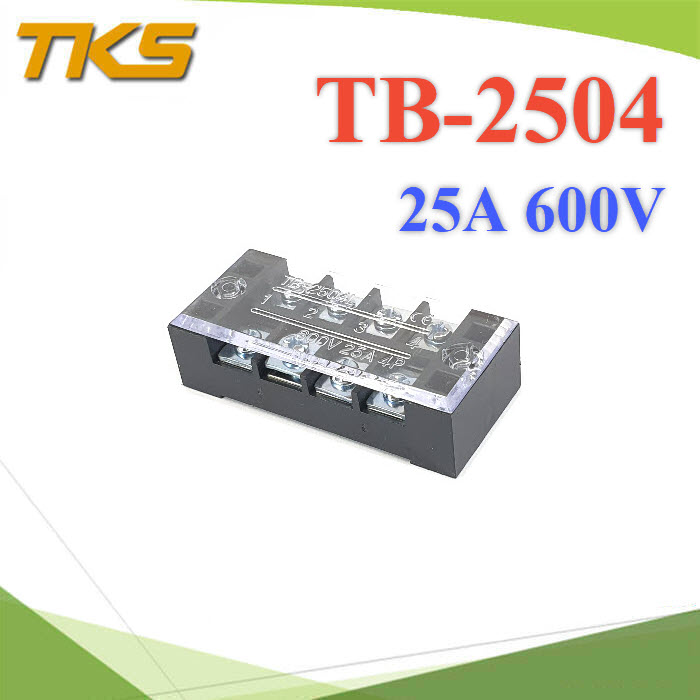 Picture of TB-2504 4P Double Row Terminal Block 600V 25A Terminal Block TB-2504 600V 25A 4P Double Row 4 Pin Terminal Block TB-2504 Terminal Block 600V 25A TB Series 4 Positions Ways Dual Row Barrier Screw Terminal Block Wire Cables Connector